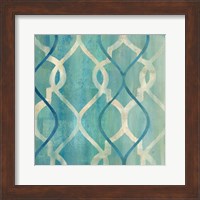 Framed Abstract Waves Blue/Gray Tiles II
