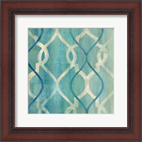 Framed Abstract Waves Blue/Gray Tiles II
