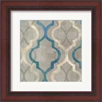 Framed Abstract Waves Blue/Gray Tiles III