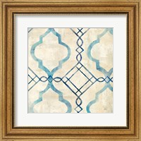 Framed Abstract Waves Blue/Gray Tiles IV