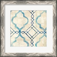 Framed Abstract Waves Blue/Gray Tiles IV