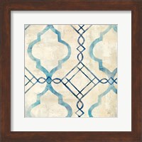 Framed Abstract Waves Blue/Gray Tiles IV