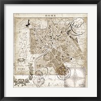 Framed Euro Map II - Rome