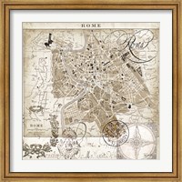 Framed Euro Map II - Rome