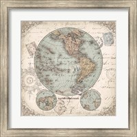 Framed World Hemispheres II