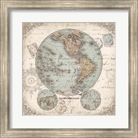 Framed World Hemispheres II