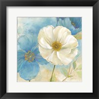 Watercolor Poppies I (Blue/White) Framed Print