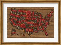 Framed Printers Block US Map Red