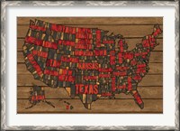 Framed Printers Block US Map Red