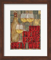 Framed Printers Block Wine and Friends I