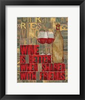 Framed Printers Block Wine and Friends II