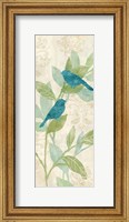 Framed Love Bird Patterns Turquoise Panel I