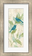 Framed Love Bird Patterns Turquoise Panel I