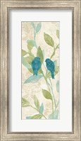 Framed Love Bird Patterns Turquoise Panel II