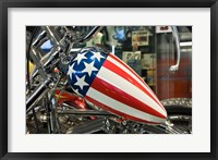 Framed Patriotic Motorcycle with Stars and Stripes