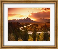 Framed Teton Range at Sunset, Grand Teton National Park, Wyoming