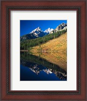 Framed Cathedral group reflecting in String Lake, Grand Teton National Park, Wyoming