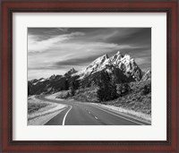 Framed Teton Park Road and Teton Range, Grand Teton National Park, Wyoming