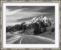 Framed Teton Park Road and Teton Range, Grand Teton National Park, Wyoming