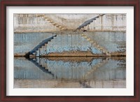 Framed Steps mirrored on small lake, Jodhpur, India