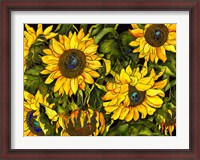 Framed Sunflowers On a Field of Green
