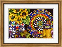 Framed Vino and Sunflowers
