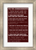 Framed Ten Commandments - Red Grunge