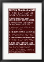 Framed Ten Commandments - Red Grunge