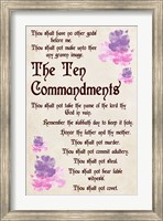 Framed Ten Commandments - Floral