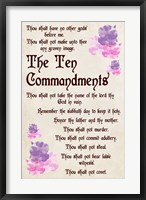 Framed Ten Commandments - Floral