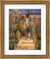 Framed Artist's Garden at Vetheuil with Boy, c.1880