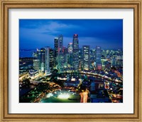 Framed Aerial View of Singapore at Night