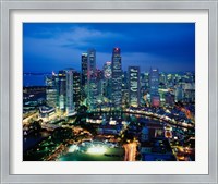 Framed Aerial View of Singapore at Night