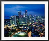 Framed Aerial View of Singapore at Night