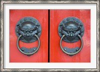 Framed Pair of Door Knockers, Buddha Tooth Relic Temple, Singapore