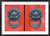 Framed Pair of Door Knockers, Buddha Tooth Relic Temple, Singapore