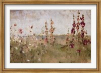 Framed Hollyhocks by the Sea