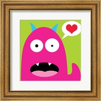 Framed Pink Monster- Green