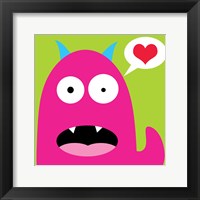 Framed Pink Monster- Green