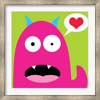 Framed Pink Monster- Green