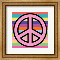Framed Peace - Pink on Stripes
