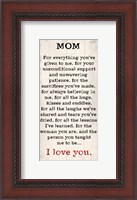 Framed Mom I Love You 1