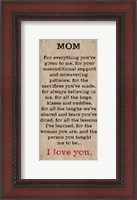Framed Mom I Love You 3