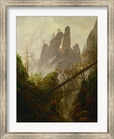 Framed Mountain Landscape (Felsenlandschaft im Elbsandsteingebirge), c 1822-1823