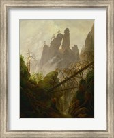 Framed Mountain Landscape (Felsenlandschaft im Elbsandsteingebirge), c 1822-1823