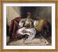 Framed Oriental Man Seated on a Divan with a Narghile, c. 1824-1825
