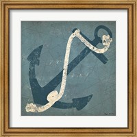 Framed Nautical Anchor Blue