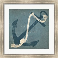 Framed Nautical Anchor Blue