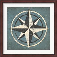 Framed Nautical Compass Blue