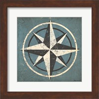 Framed Nautical Compass Blue
